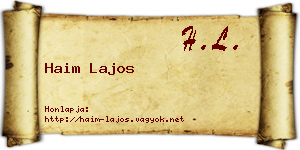 Haim Lajos névjegykártya